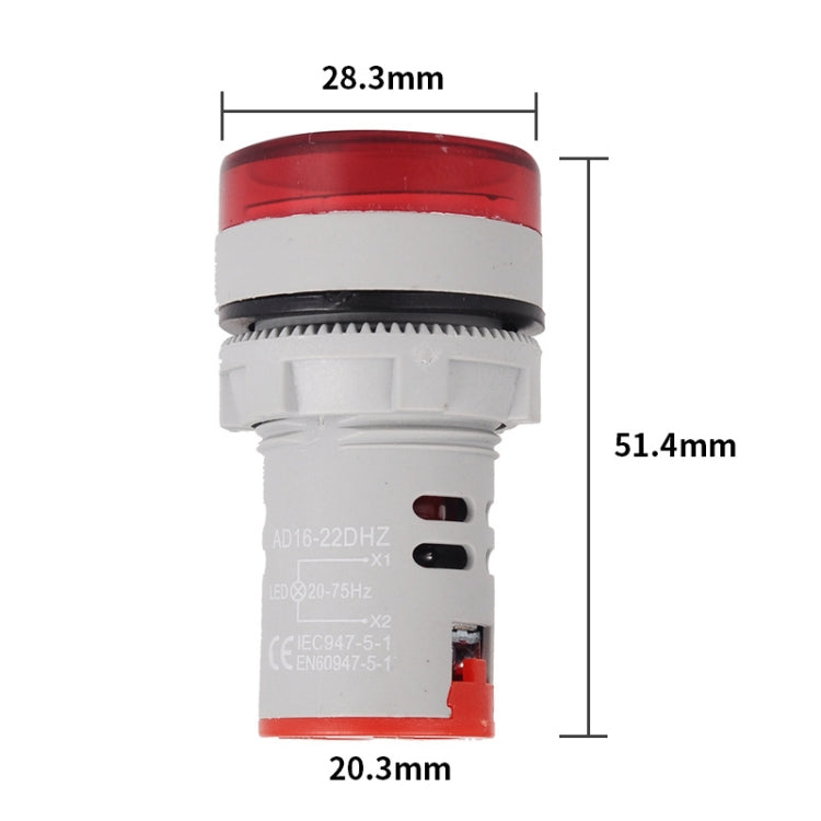 SINOTIMER ST16HZ 20-75Hz AC Frequency 22mm Round Opening LED Digital Signal Indicator Light(03 Blue)