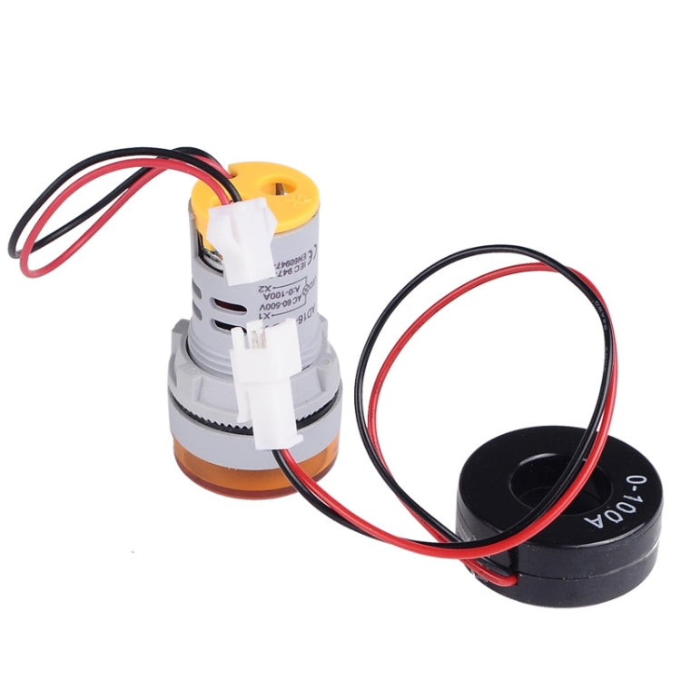 SINOTIMER ST16VA Round 22mm LED Digital Display AC Voltage Current Indicator AC 60-500V 0-100A(01 Red)