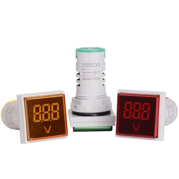 SINOTIMER ST17V AC Voltage Signal Indicator 22mm Square LED Digital Display Voltage Head AC 60-500V(03 Blue)