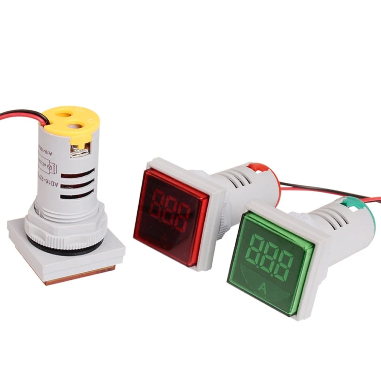 SINOTIMER ST17A Square 22mm LED Digital Display Signal Light AC Current Indicator 0-100A(04 Green)