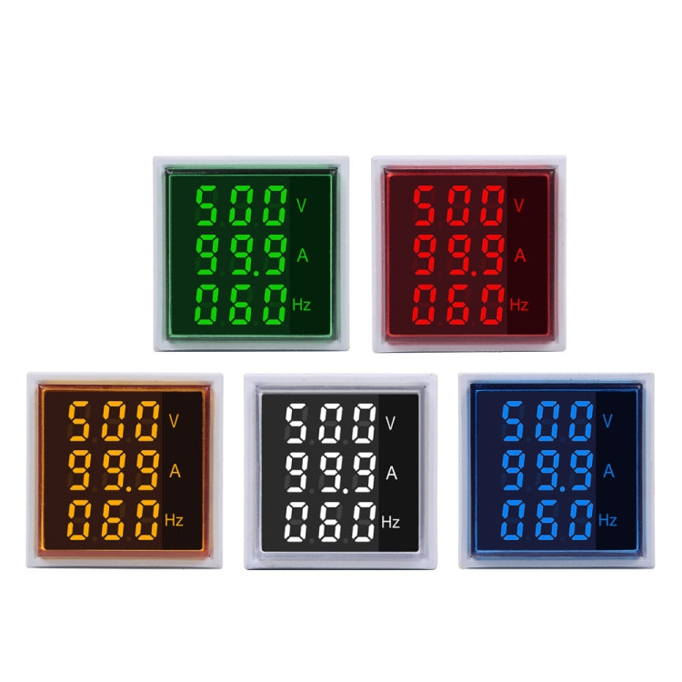 SINOTIMER ST17VAH 3 In 1 Square LED Digital Display AC Voltage Current Frequency Indicator 60-500V 0-100A 20-75Hz(01 Red)
