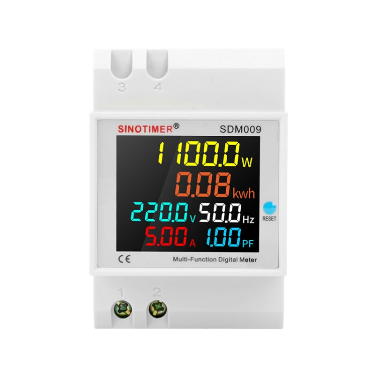 SINOTIMER SDM009 Din Rail Single-Phase Voltage Current Frequency Power Factor Electricity Multifunctional Meter, Model: AC40-300V External