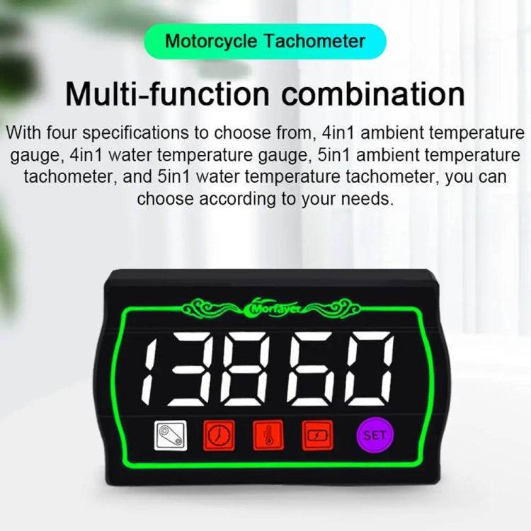4 in 1 Ambient Temperature Gauge Morfayer Locomotive Intelligent Multi-function Tachometer