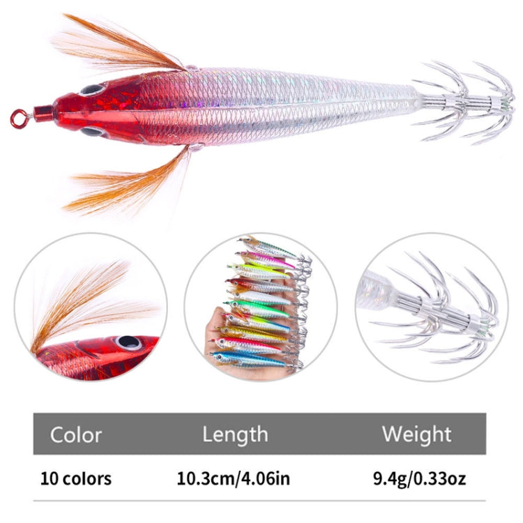 10colors /Set HENGJIA SJ055 Horizontal Luminous Wooden Shrimp Bait Bionic Faux Bait Squid Hook, Size: 10.3cm 9.4g