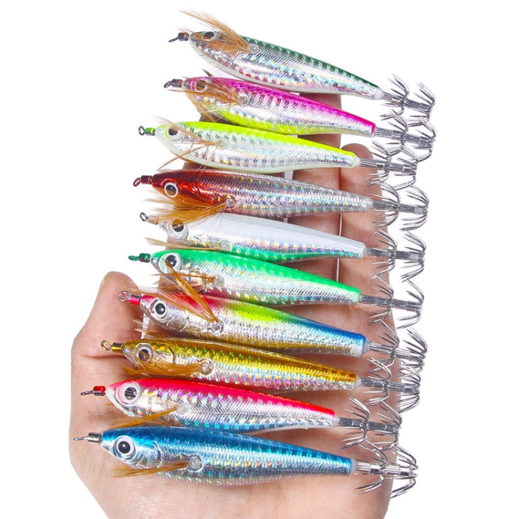 10colors /Set HENGJIA SJ055 Horizontal Luminous Wooden Shrimp Bait Bionic Faux Bait Squid Hook, Size: 10.3cm 9.4g