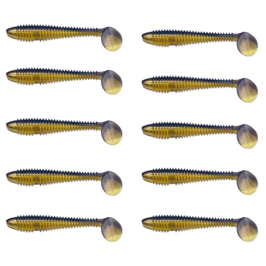 5.5cm 10pcs /Pack HENGJIA Spaghetti Worm T-Tail Soft Bait Spiral Fishing Dummy Lures(Color 2)