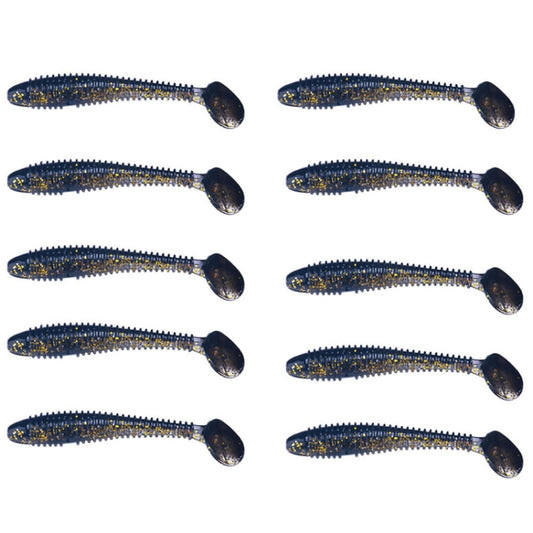 5.5cm 10pcs /Pack HENGJIA Spaghetti Worm T-Tail Soft Bait Spiral Fishing Dummy Lures(Color 5)