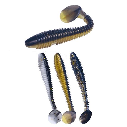 5.5cm 10pcs /Pack HENGJIA Spaghetti Worm T-Tail Soft Bait Spiral Fishing Dummy Lures(Color 5)