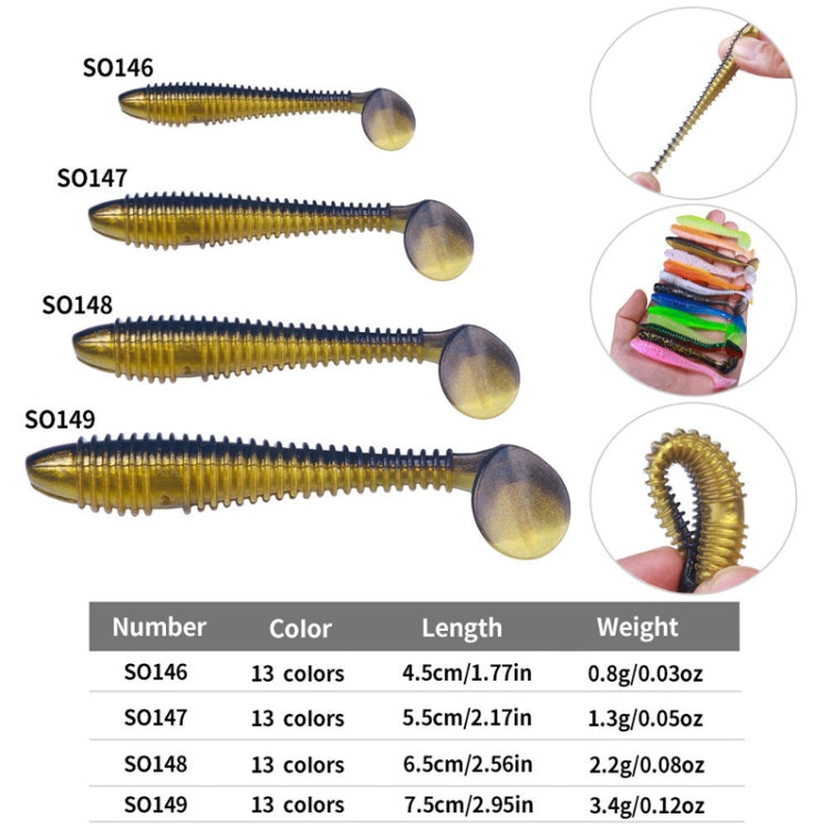 4.5cm 10pcs /Pack HENGJIA Spaghetti Worm T-Tail Soft Bait Spiral Fishing Dummy Lures(Color 1)