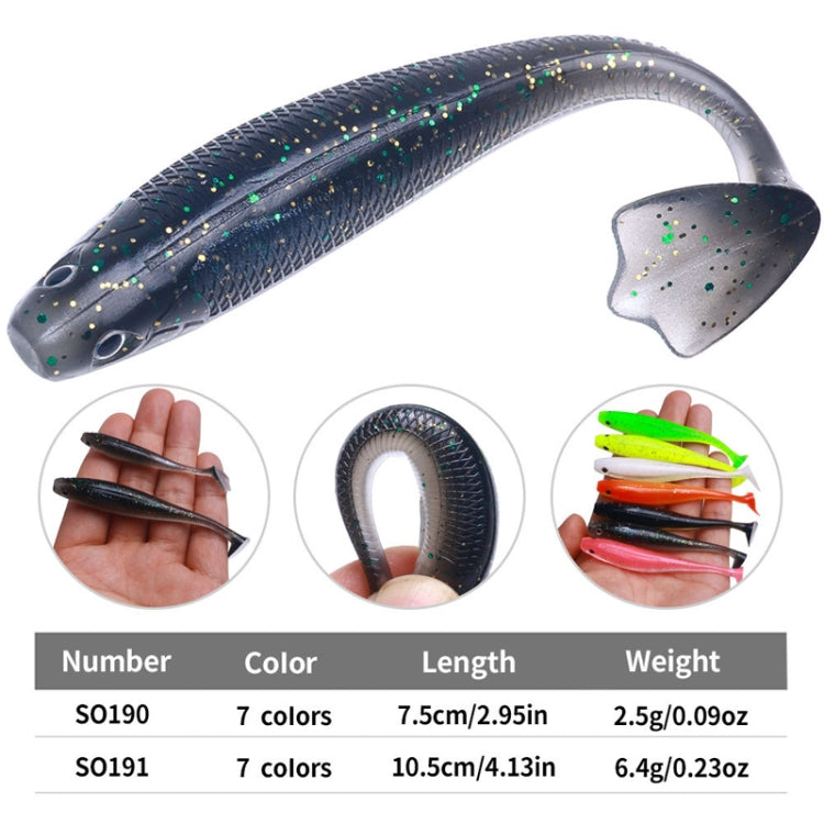 10.5cm 6pcs /Pack HENGJIA T-Tail Soft Dummy Bait Freshwater Fishing Lures(Color 6)