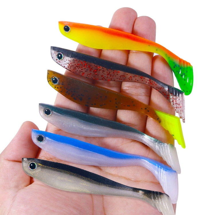 6pcs /Pack HENGJIA T-Tail Soft Dummy Bait Freshwater Fishing Lures, Size: 10cm 5.3g(Color 2)