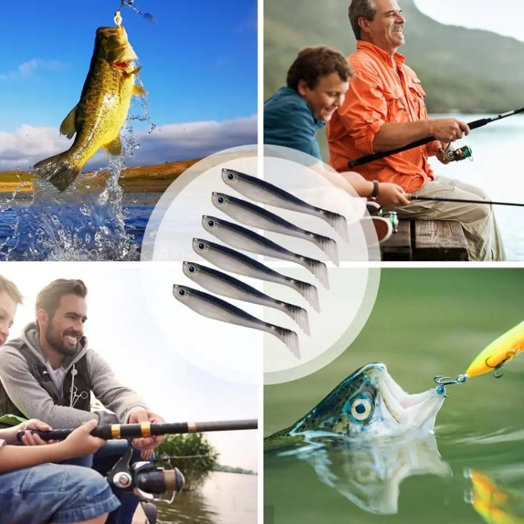 6pcs /Pack HENGJIA T-Tail Soft Dummy Bait Freshwater Fishing Lures, Size: 10cm 5.3g(Color 6)