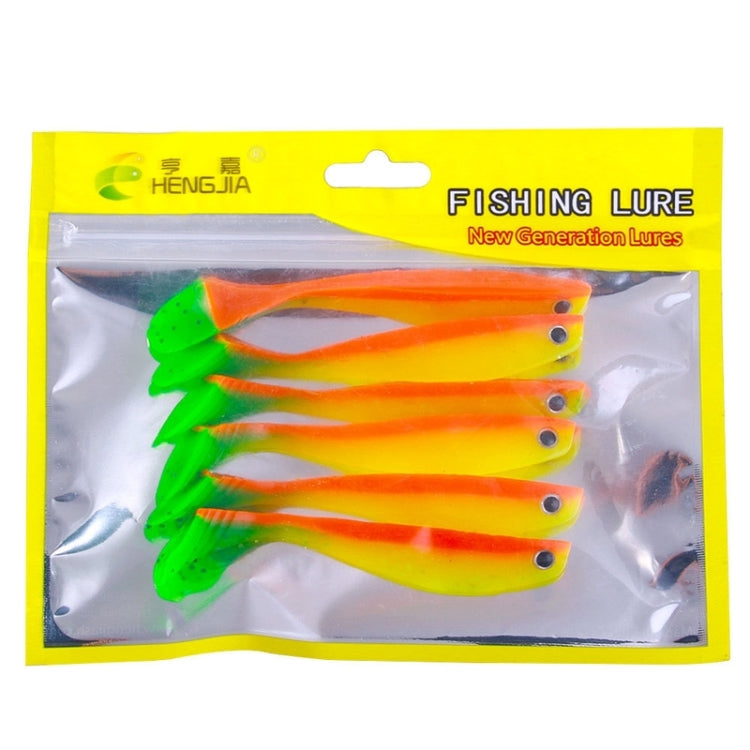 6pcs /Pack HENGJIA T-Tail Soft Dummy Bait Freshwater Fishing Lures, Size: 10cm 5.3g(Color 1)