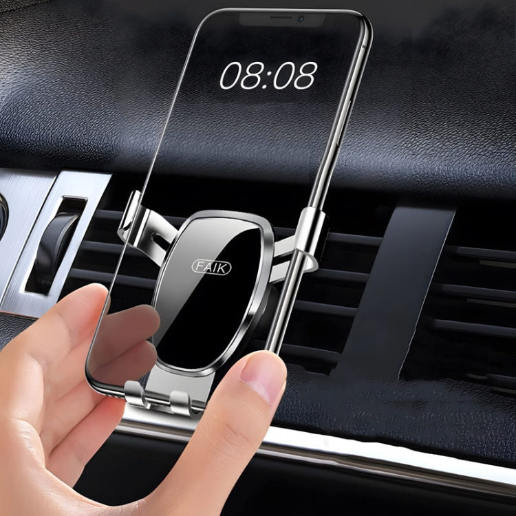 FAIK Car Cell Phone Holder Air Vent Triangle Gravity Sensor Car Phone Bracket, Color: Silver Frosted Model