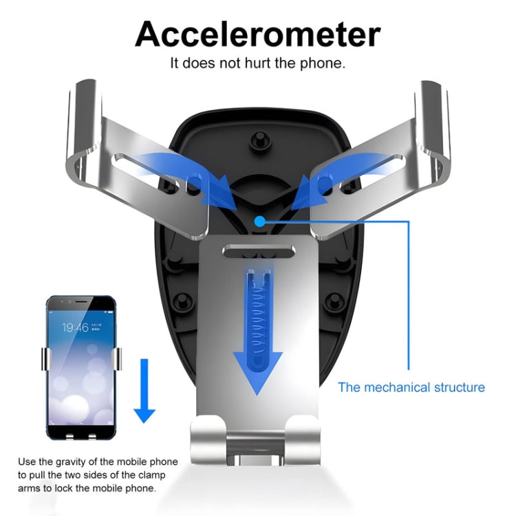 FAIK Car Cell Phone Holder Air Vent Triangle Gravity Sensor Car Phone Bracket, Color: Black Mirror Model