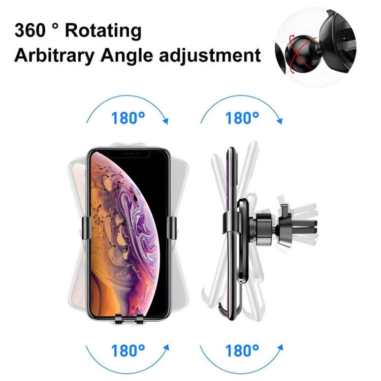 FAIK Car Cell Phone Holder Air Vent Triangle Gravity Sensor Car Phone Bracket, Color: Black Mirror Model