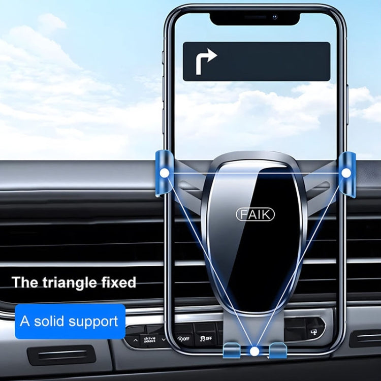 FAIK Car Cell Phone Holder Air Vent Triangle Gravity Sensor Car Phone Bracket, Color: Silver Frosted Model