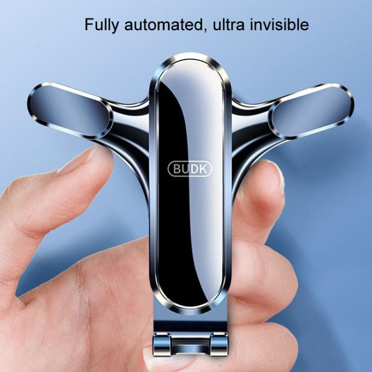 BUDK Triangle Gravity Sensor Car Phone Bracket Car Air Vent Navigation Holder, Model: Bent Suction Cup Base Model
