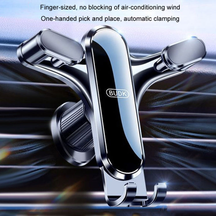 BUDK Triangle Gravity Sensor Car Phone Bracket Car Air Vent Navigation Holder, Model: Bent Suction Cup Base Model
