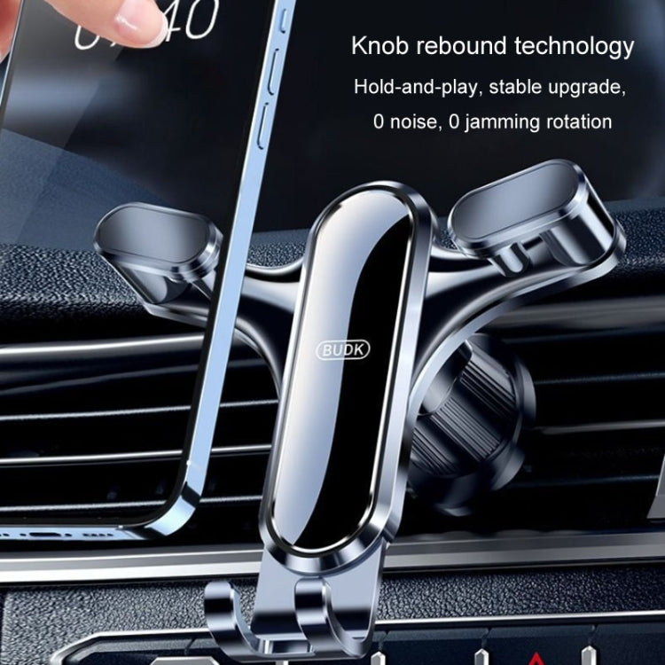 BUDK Triangle Gravity Sensor Car Phone Bracket Car Air Vent Navigation Holder, Model: Bent Suction Cup Base Model