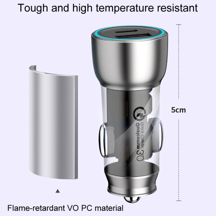 QIAKEY Vehicle Dual Port Fast Charging Charger One To Two Cigarette Lighter, Model: TK518 Blue