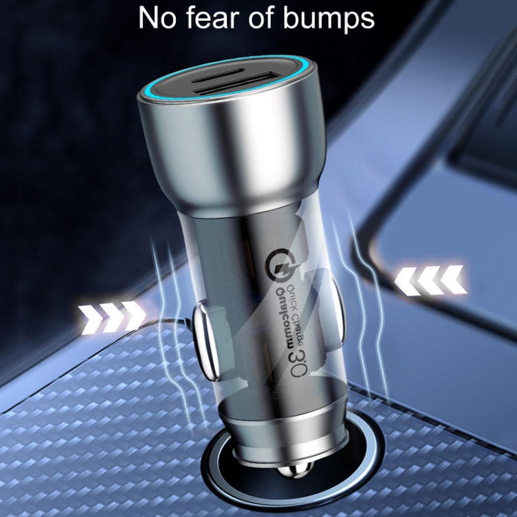 QIAKEY Vehicle Dual Port Fast Charging Charger One To Two Cigarette Lighter, Model: TK515 Blue