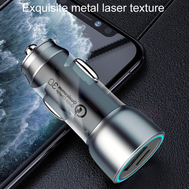 QIAKEY Vehicle Dual Port Fast Charging Charger One To Two Cigarette Lighter, Model: TK518 Blue