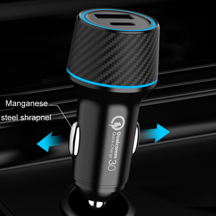 QIAKEY Dual Fast Charging Charger One To Two Cigarette Lighter, Size: TH218 36W(Black)