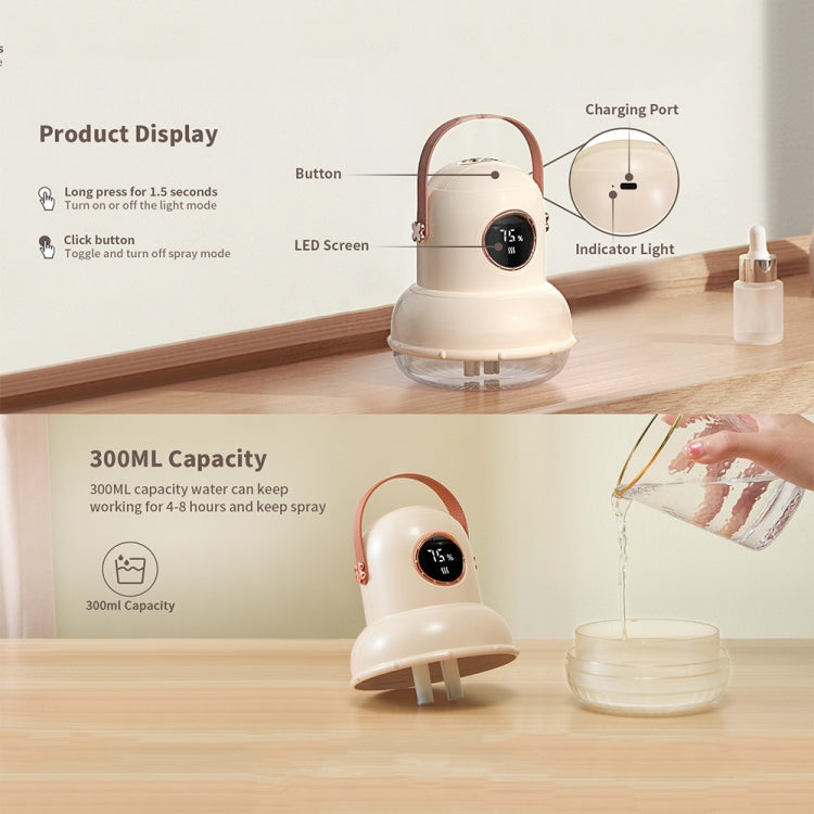 ICARER FAMILY IF-JS01 USB Charging Desktop Night Light Dual-spray Humidifier, Color: Beige (Digital)