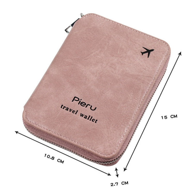 RFID Anti-theft Large Capacity Zipper Passport Bag Multifunctional Travel Document Storage Bag(Coffee)