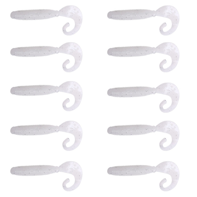 5cm 10pcs /Pack HENGJIA Curved-Tail Soft Dummy Bait Freshwater Fishing Lures(Silver White)