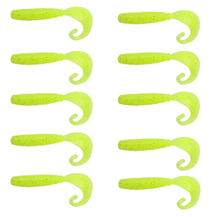 6cm 10pcs /Pack HENGJIA Curved-Tail Soft Dummy Bait Freshwater Fishing Lures(Light Yellow)