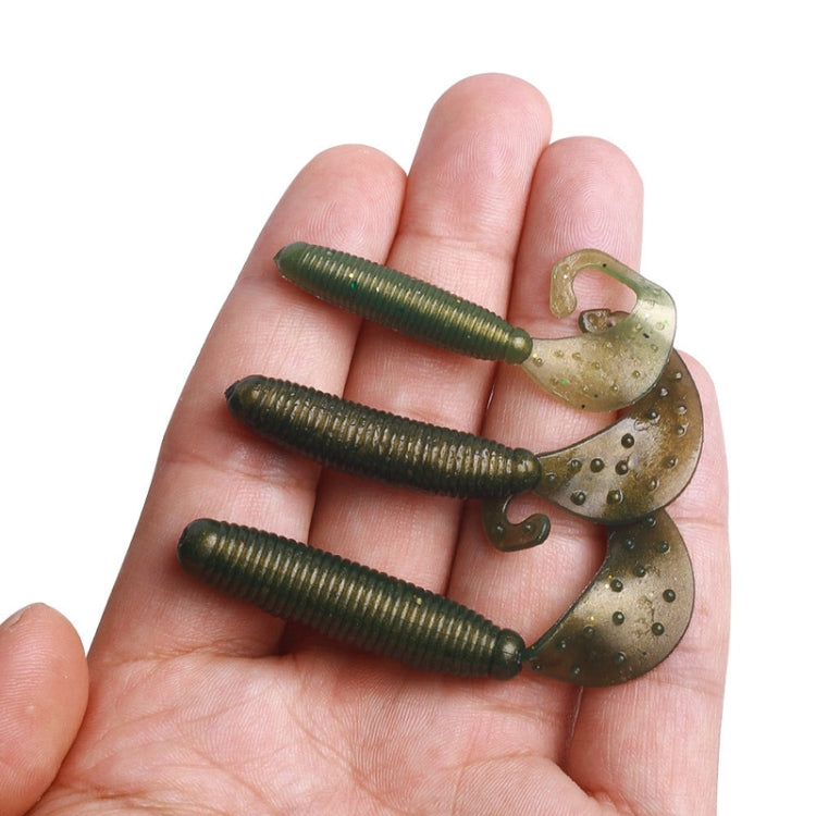 6cm 10pcs /Pack HENGJIA Curved-Tail Soft Dummy Bait Freshwater Fishing Lures(Light Yellow)