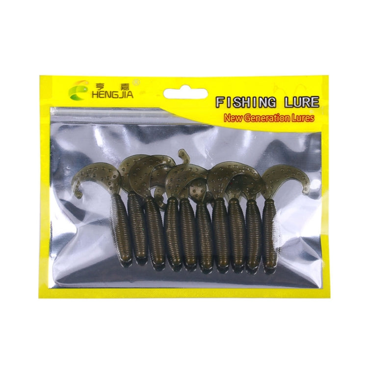 5cm 10pcs /Pack HENGJIA Curved-Tail Soft Dummy Bait Freshwater Fishing Lures(Gray Black)