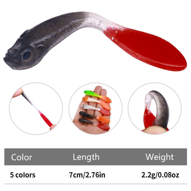 7cm 5pcs /Pack HENGJIA SO177 Dual Color Imitation Fishing Lure Freshwater Soft Dummy Bait(Color 4)
