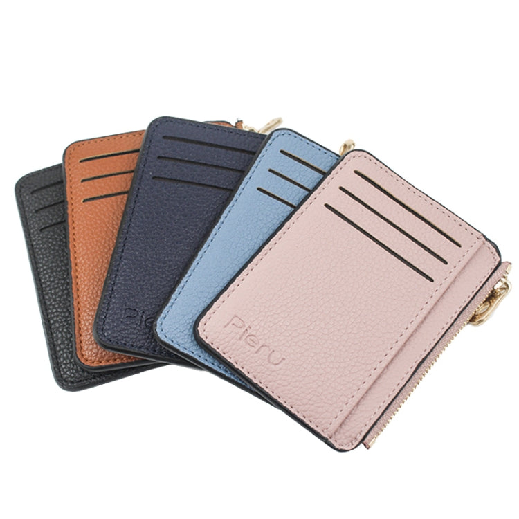 Multi-card Slot Zipper Card Holder Large Capacity Ultra-thin Coin Purse(Coffee)