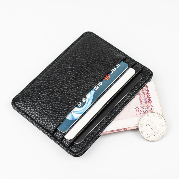 Lychee Pattern Multi-Card Slot Mini Card Holder Ultra-thin Coin Purse(Pink)