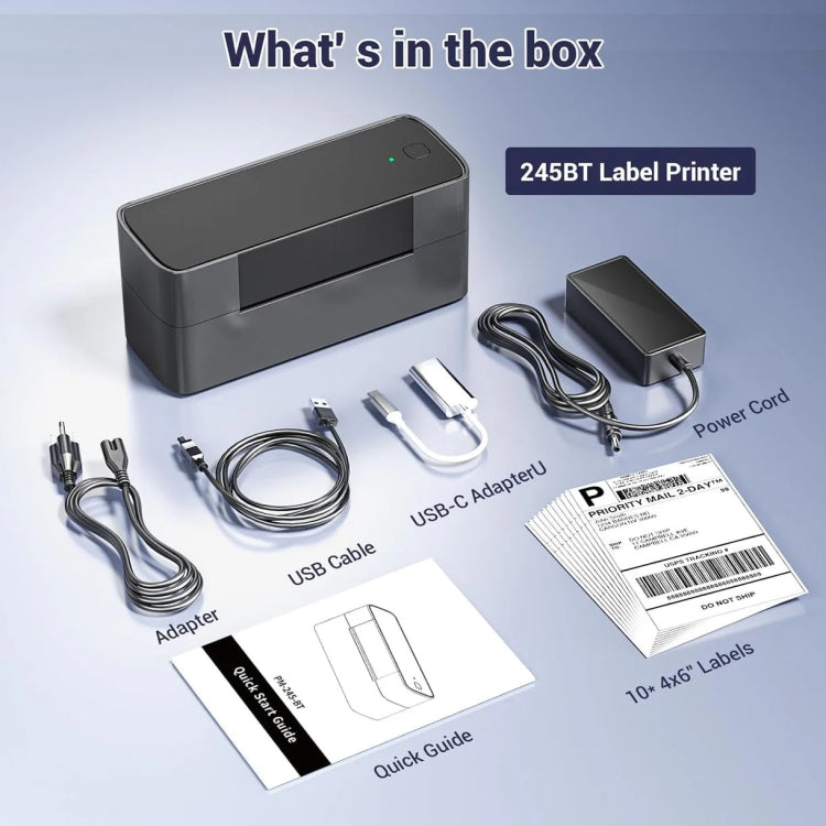 Phomemo PM245-BT Bluetooth Shipping Label Printer Support Labels Width  1- 4.6 Inch(EU Plug)