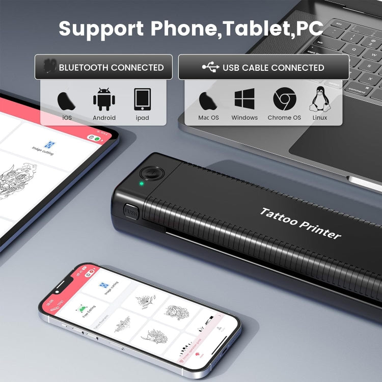 Phomemo TP81 A4 Wireless Thermal Printer Tattoo Template Printer(Black)