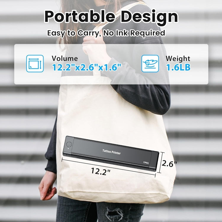 Phomemo TP81 A4 Wireless Thermal Printer Tattoo Template Printer(Black)