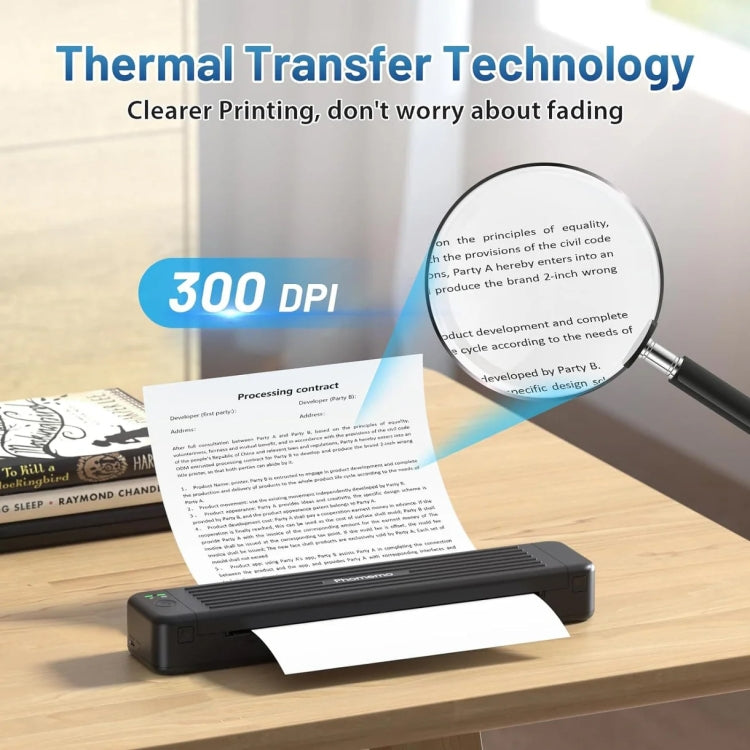 Phomemo P831 Bluetooth Portable Thermal Transfer Printer Support A4 / Letter / A5 / B5 Plain Paper Printing(Green)
