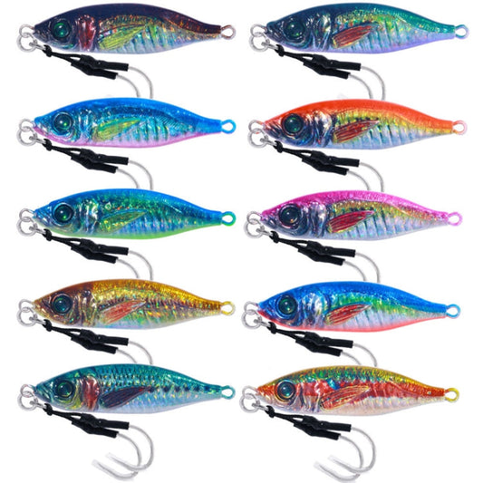 10colors /Set HENGJIA Iron Plate Lead Fish Dummy Bait Slow Cranking Sea Fishing Lures, Model: 40g