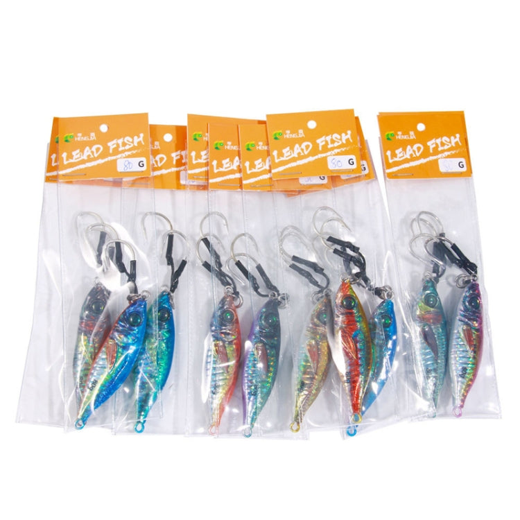 10colors /Set HENGJIA Iron Plate Lead Fish Dummy Bait Slow Cranking Sea Fishing Lures, Model: 40g