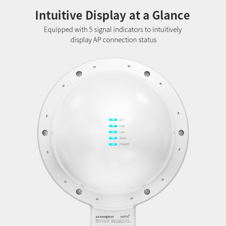 COMFAST WA933 Wi-Fi6  3000Mbps Outdoor Access Point Dual Band Waterproof Wireless Router Support VLAN(EU Plug)