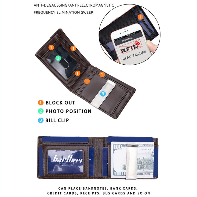 Baellerry RFID Anti-Theft Multi-Card Slot Contrasting Color Wallet Card Holder(Black)