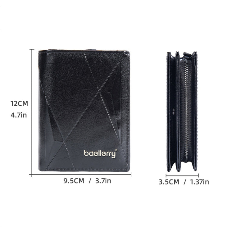 Baellerry D3213 Retro Leather Short Wallet Multi-card Slot Zipper Card Holder(Claret)