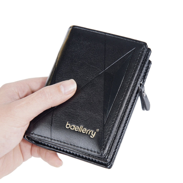 Baellerry D3213 Retro Leather Short Wallet Multi-card Slot Zipper Card Holder(Claret)