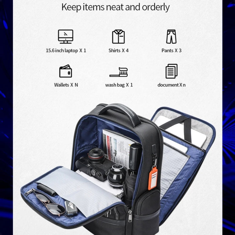 Bopai 61-121601 Large Capacity Waterproof Business Laptop Backpack With USB+Type-C Port(Black)