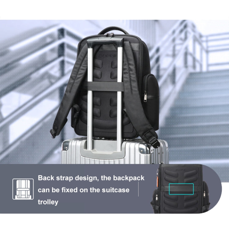 Bopai 61-121601 Large Capacity Waterproof Business Laptop Backpack With USB+Type-C Port(Black)