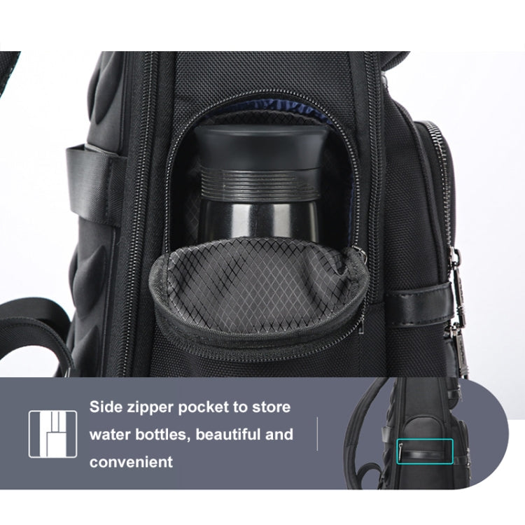 Bopai 61-121601 Large Capacity Waterproof Business Laptop Backpack With USB+Type-C Port(Black)